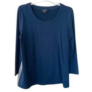 J. Jill Wearever Collection navy blue gray pullover size L